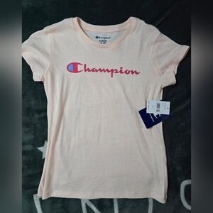Brand New With Tags Champion Light Pink Tee with Magenta Logo